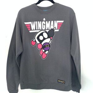 Entree Size S Lifestyle Wingman Graphic Crewneck Sweatshirt Gray Pullover